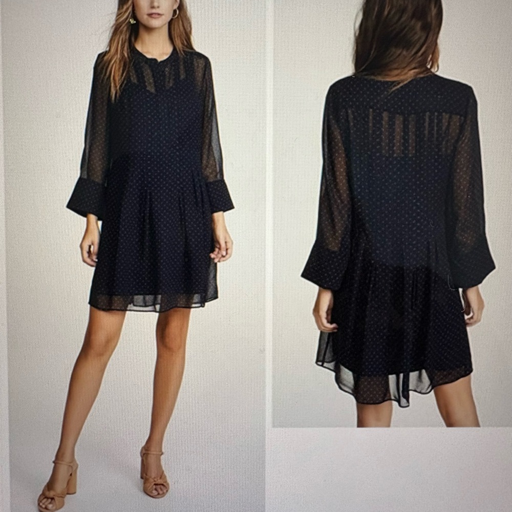 Club Monaco silk pintuck 3/4 sleeve mini dress